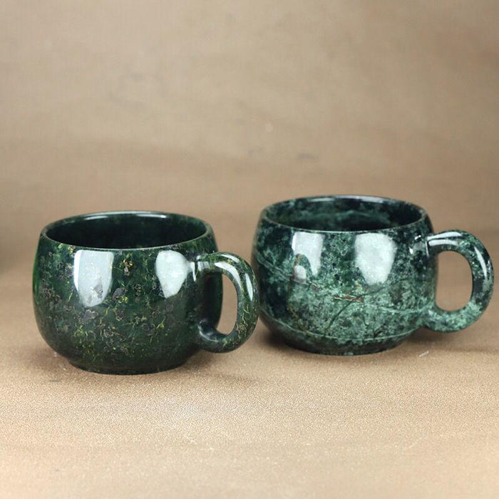Natural Magnetic Stone Green Jade Teacup Mug for Balanced Wellbeing