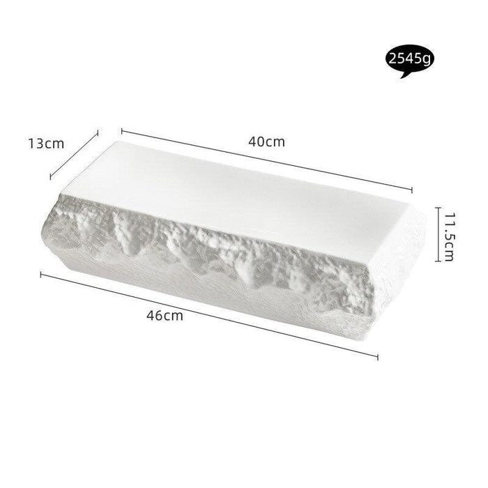 Elegant Rectangular White Stone Plate Set - Sophisticated Dining Upgrade