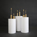 Elegant White and Gold Cylinder Display Pedestals Set