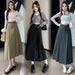 Elegant Autumn A-Line: High-Waisted Maxi Skirt in Luxurious Cotton Blend