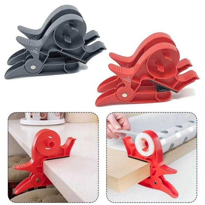 Efficient Gift Wrapping Tool Holder Clip with Tape Dispenser & Paper Roll Organizer
