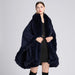 Opulent V Lapel Faux Rex Rabbit Fur Winter Cape for Women