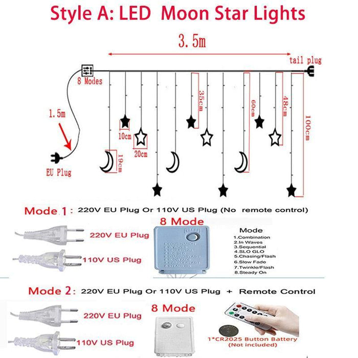 Celestial Dream LED Moon and Star String Lights for Whimsical Decor