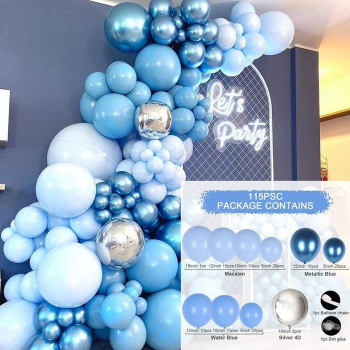 Elegant Blue Macaron Balloon Arch Kit - Transform Your Celebrations with Luxurious Style