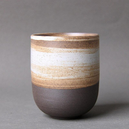 Japanese Artisan Large Ceramic Tea Cup with Unique Glazed Finish