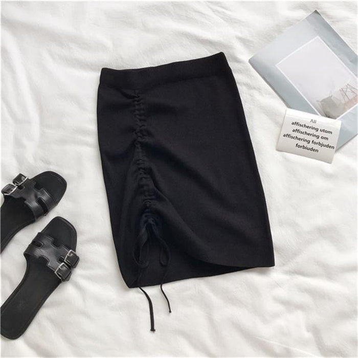 White High Waist Stretch Side Drawstring Skirt - Elevate Your Fashion Game