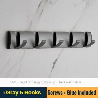 Sleek Black and Gold Space Aluminum Wall Hook Rack for Organized Storage