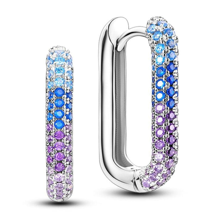 Glamorous Amethyst U-Shape Hoop Earrings