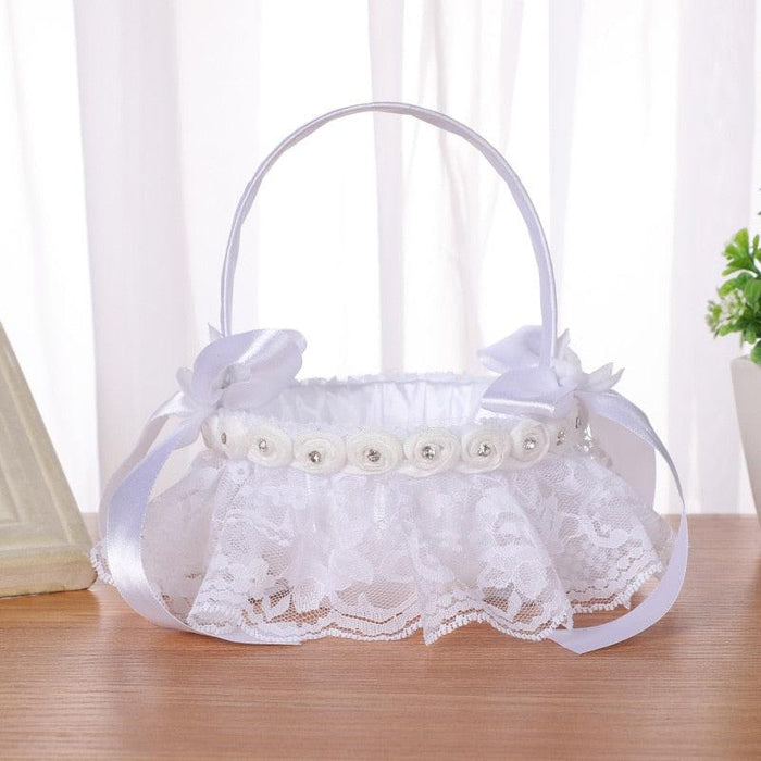 Charming Lace Floral Basket for Elegant Celebrations