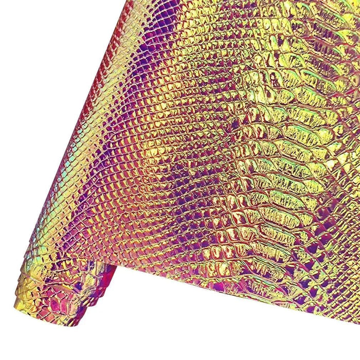 Iridescent Holographic Snakeskin PU Leather Craft Roll for Creative DIY Adventures