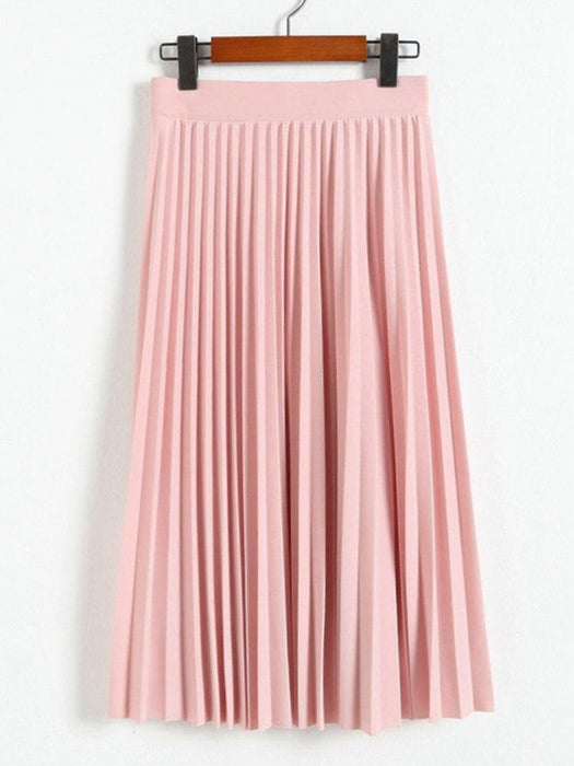 Chic Black and Pink Pleated Skirt with High Waist Design: Inspired by Korean Fashion