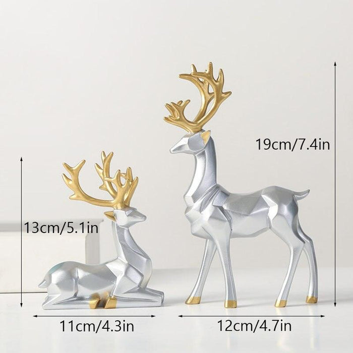 Elegant Golden Mini Deer Couple Statue for Stylish Home Interiors