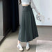 Elegant Autumn A-Line: High-Waisted Maxi Skirt in Luxurious Cotton Blend