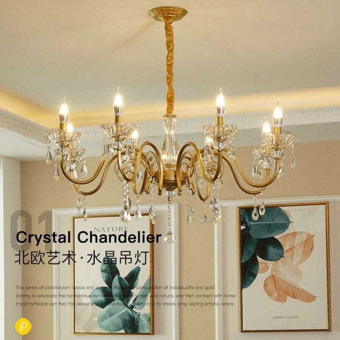 European Elegance Crystal Gold Chandelier