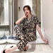 Leopard Print Satin Pajama Set - Luxurious Comfort for Women