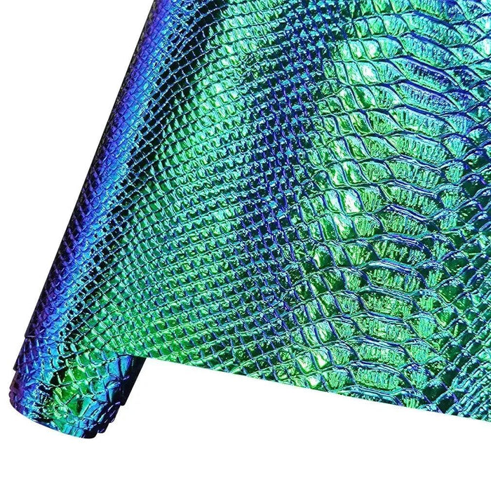 Iridescent Holographic Snakeskin PU Leather Craft Roll for Creative DIY Adventures