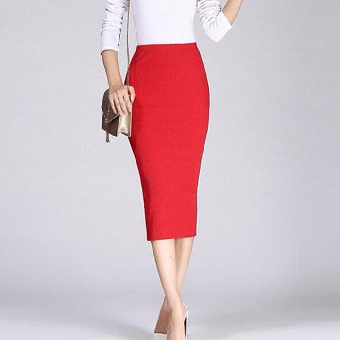 Elegant Wool Rib Knit Midi Skirt for Winter Chic