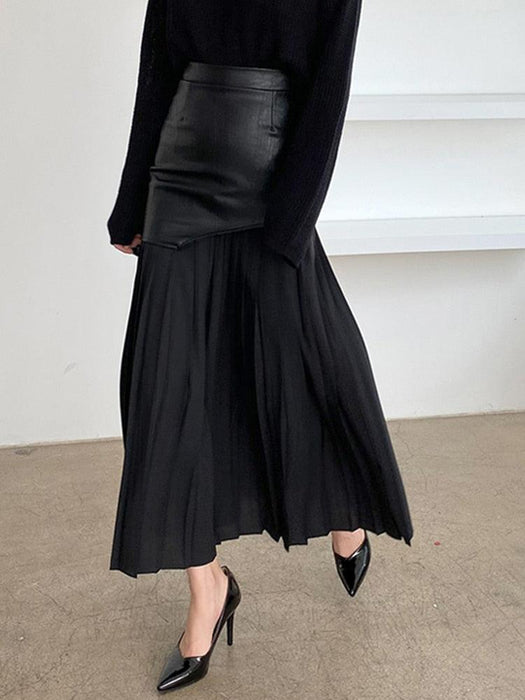 Chic Pleated High Waist Midi Skirt for Spring 2022 - Flattering and Elegant Design