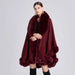 Opulent V Lapel Faux Rex Rabbit Fur Winter Cape for Women