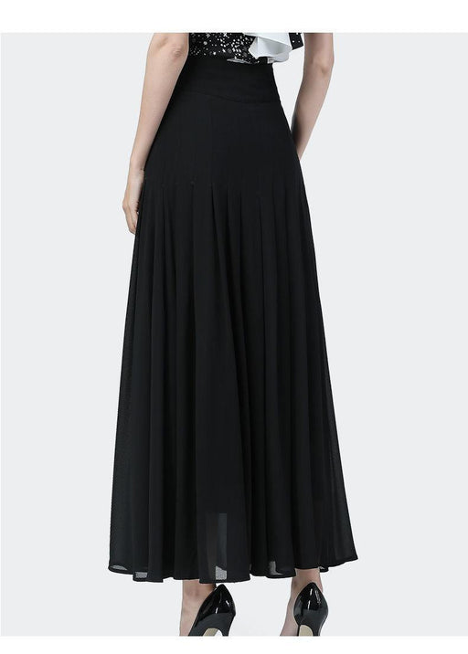 Elegant High-Waisted Chiffon A-line Skirt with Button Slit