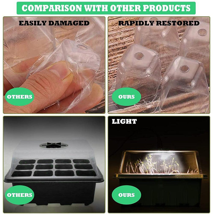 GrowPro LED Seedling Starter Kit with Adjustable Humidity - Set of 5