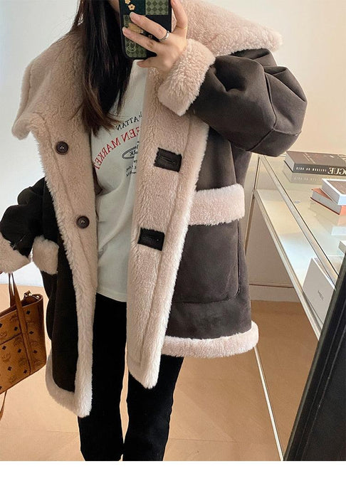 Real Wool and Fur Double-Sided Parka Jacket for Women