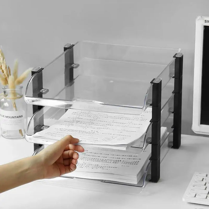 Efficient Plastic File Organizer and Bookshelf Combo for A4 Papers
