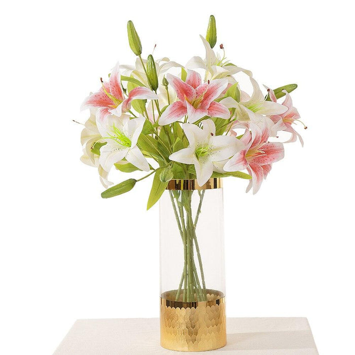 Opulent Double Lily Silk Floral Display