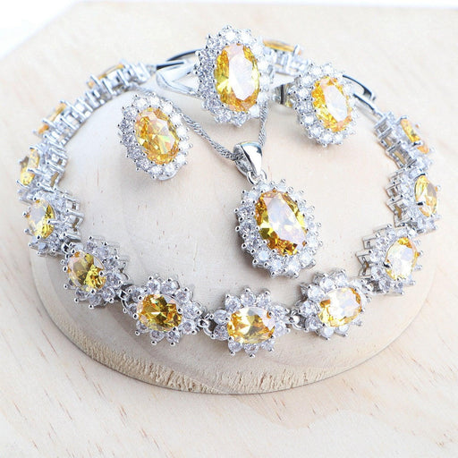 Timeless Elegance: Sterling Silver Blue Zirconia Bridal Jewelry Set