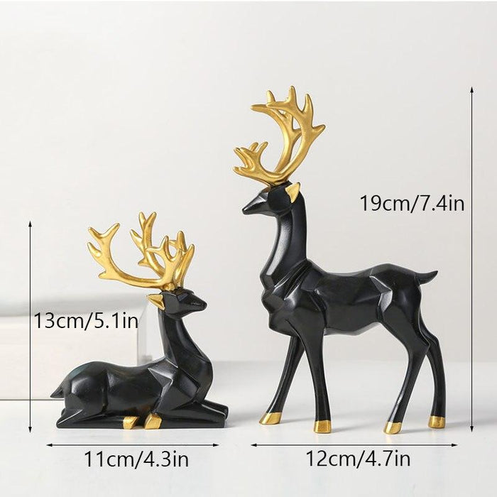 Elegant Golden Mini Deer Couple Statue for Stylish Home Interiors