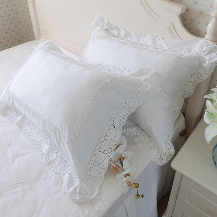 Elegant Ivory Faux Suede Fabric Pillowcase Set - Waterproof with Ruffles