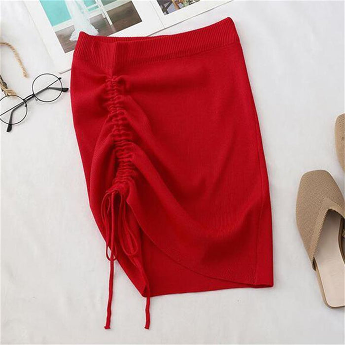 White High Waist Stretch Side Drawstring Skirt - Elevate Your Fashion Game