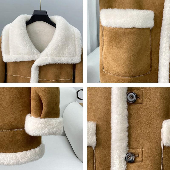 Real Wool and Fur Double-Sided Parka Jacket for Women