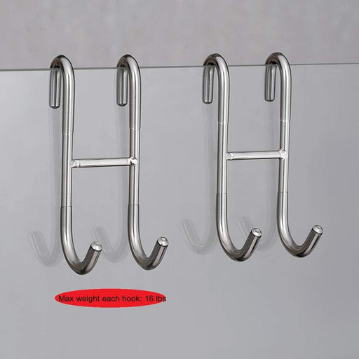 Chic Stainless Steel Shower Glass Door Hooks with Soft Silicone Grips - Pack of 2