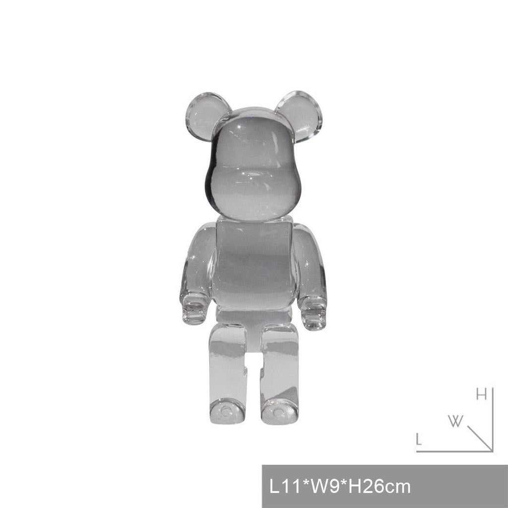 26cm Plating Bearbrick 400 Silver Statue Resin Bear Brick Sculpture Model  Room Home Decor Figures Decoration Statuette