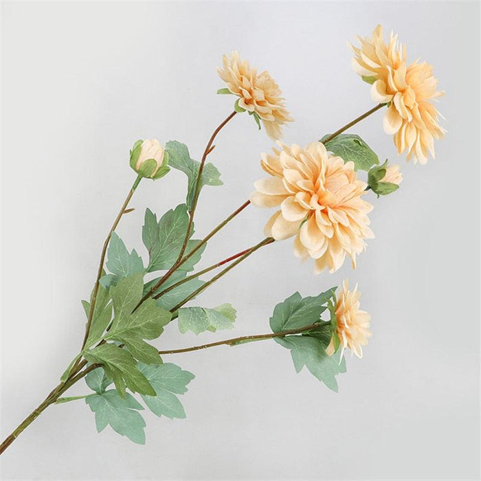 6-Head Elegant Pink Dahlia Silk Flower Stem for Upscale Occasions and Chic Décor