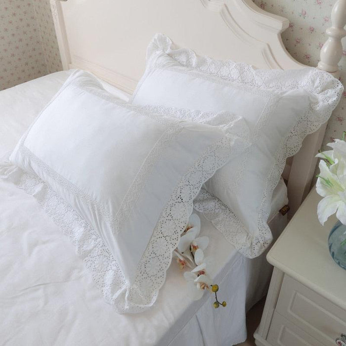 Elegant Ivory Faux Suede Fabric Pillowcase Set - Waterproof with Ruffles