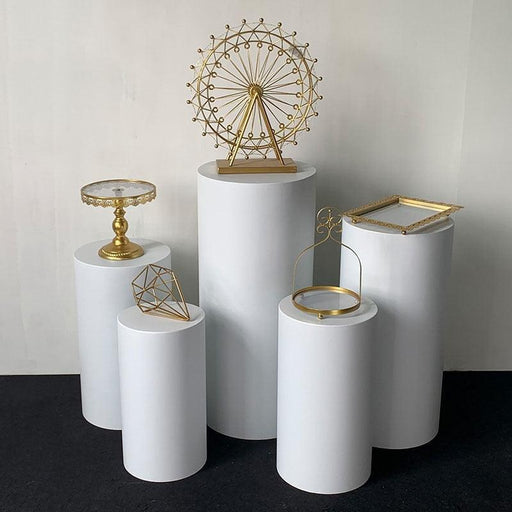 Elegant Round Cylinder Pedestal Display Set with Size Options