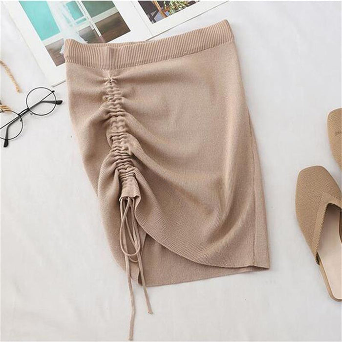 White High Waist Stretch Side Drawstring Skirt - Elevate Your Fashion Game