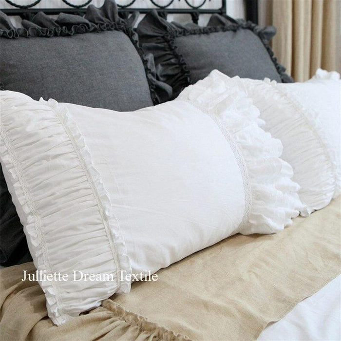 Elegant Ivory Ruffled Waterproof Faux Suede Pillowcase Collection