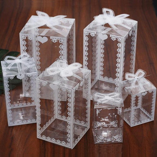 Chic Transparent Lace Design PVC Gift Boxes - Set of 10 for Elegant Gift Presentation