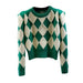 Korean Chic Diamond-Embellished Autumn Sweater