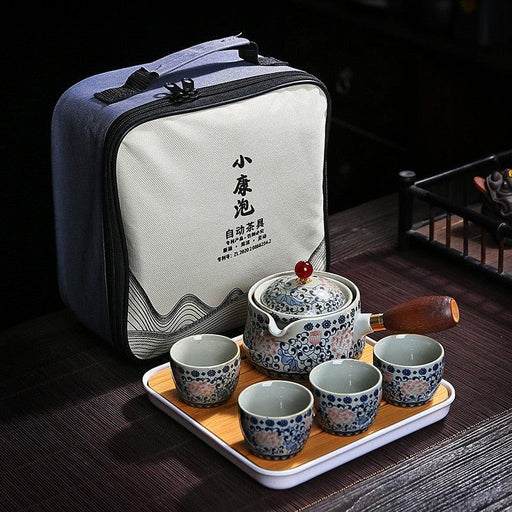 Elegant Stone Mill Teapot and Cup Set: Artisanal Chinese Tea Ceremony Collection with 360° Swivel Design - Luxurious Tea Connoisseur's Gift.