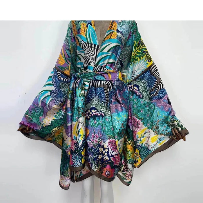 African Elegance Kimono Cardigan: Chic Beach Cover Up with Exotic Flair