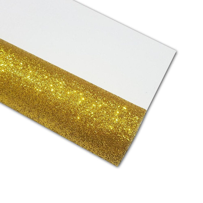 Lustrous Black and Gold Glitter Faux Leather Craft Sheet for Exceptional DIY Projects