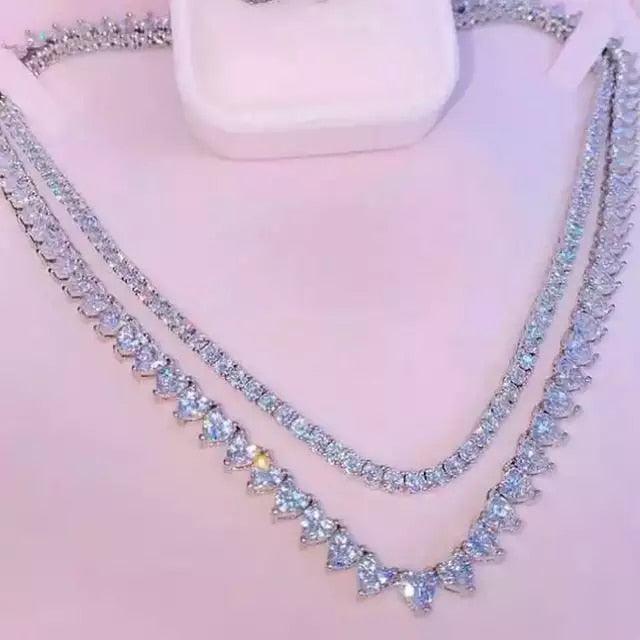 Heartfelt Elegance CZ Diamond Tennis Necklace