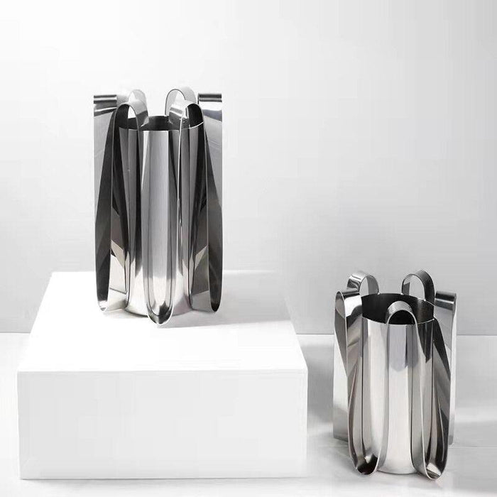 Modern Silver Blossom Vase: Elegant Scandinavian Home Decor