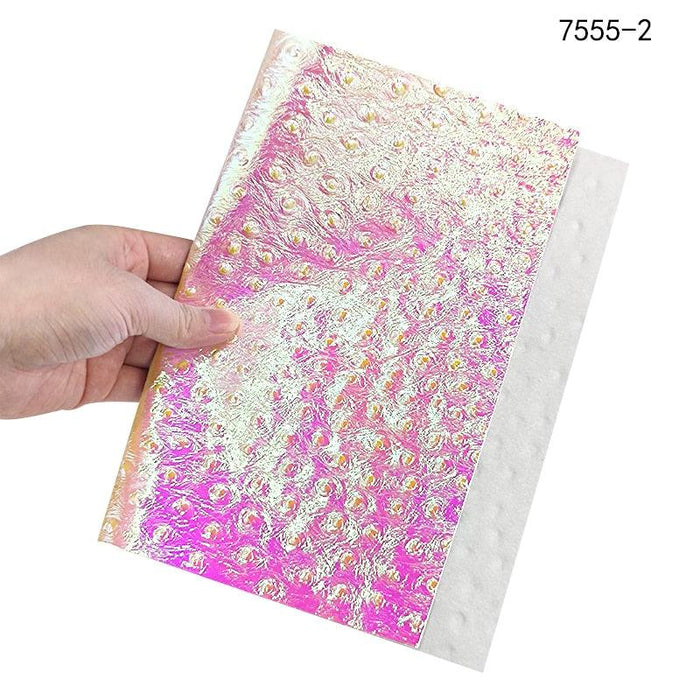 Holographic Snake Skin Embossed PU Leather Crafting Fabric Sheet