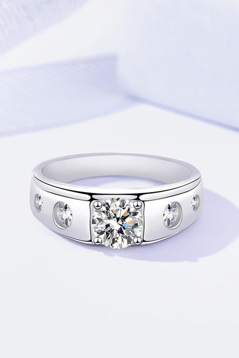 Elegant 1 Carat Moissanite Ring with Sparkling Zircon Accents