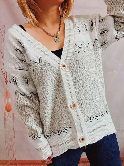 Stylish Geometric Patterned Button-Up Cardigan - Your Must-Have Fashion Staple